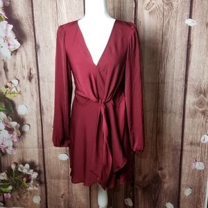 Express front knot mock wrap dress size S